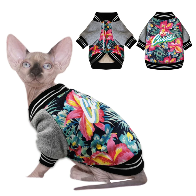 

Autumn/Winter Pet Cat Clothes Thicken Warm Cotton Puppy Pet Cat Coat Jackets Costumes Printed Clothes For Small Cats Dogs Sphynx
