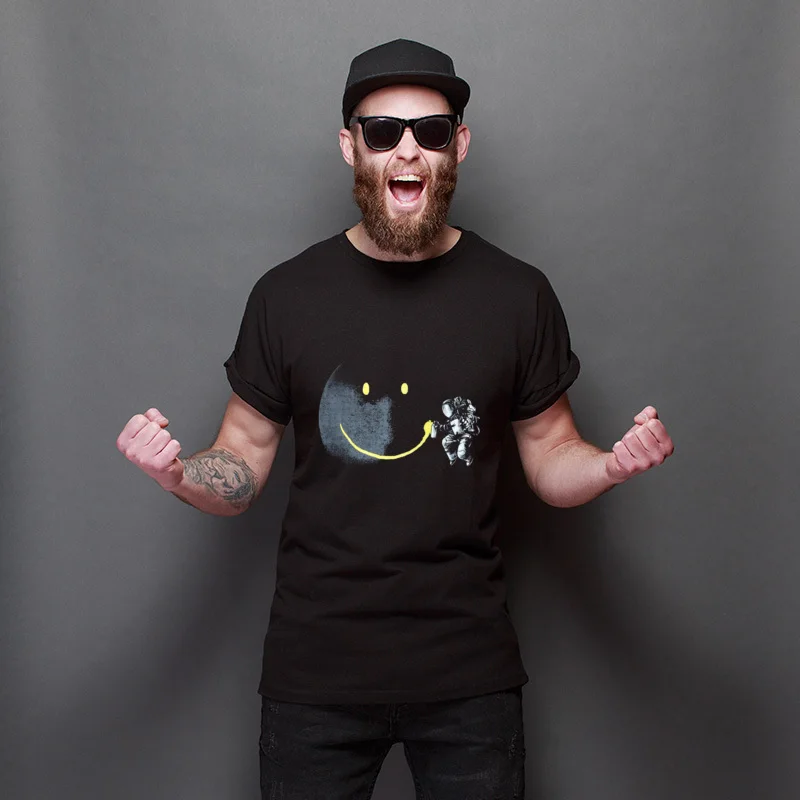 

Gift Full Moon Graffiti Face Printing Prevalent T-Shirt Comics Leisure Tops Shirt Men Fitness Tight T-Shirts Harajuku