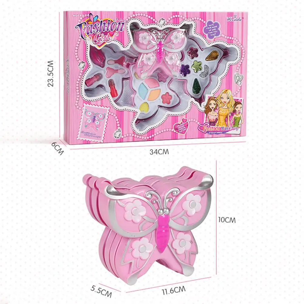 

Eye Shadow Lipstick Set House Toy Princess Cosmetics Girl Makeup Big Butterfly Box Birthday Children Toys 5~13 Years