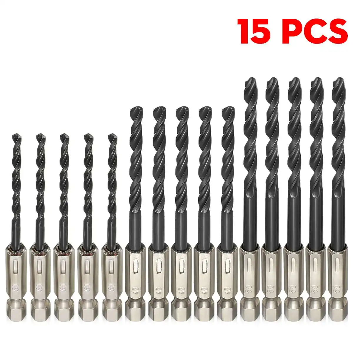 

15Pcs/Set 3MM-5MM Titanium Coated Drill Bits HSS High Speed Steel Drill Bits Set Tool High Quality Power Tools