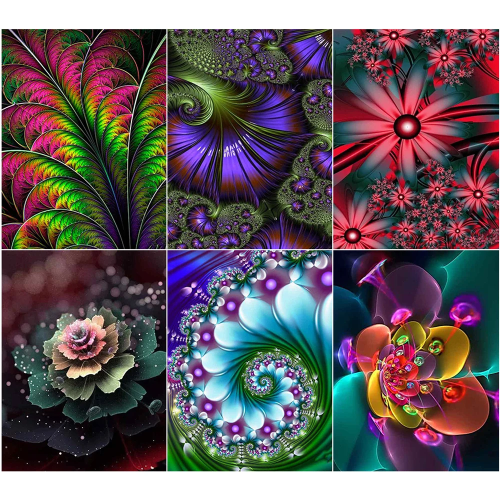 Фуюн 5D алмазов картина полный дисплей Абстрактная живопись цветы круглые стразы