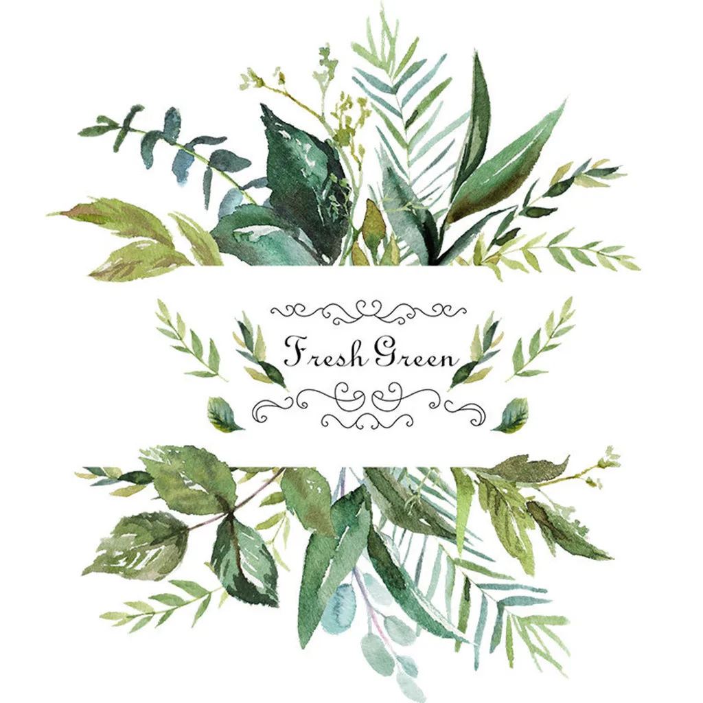 Стикер настенный в деревенском стиле с зелеными листьями наклейка на стену для