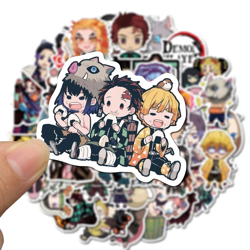 

50Pcs Demon Slayer Japanese Cartoon Keychains Stickers Luggage Trolley Case Notebook Phone Sticker Ghost Blade
