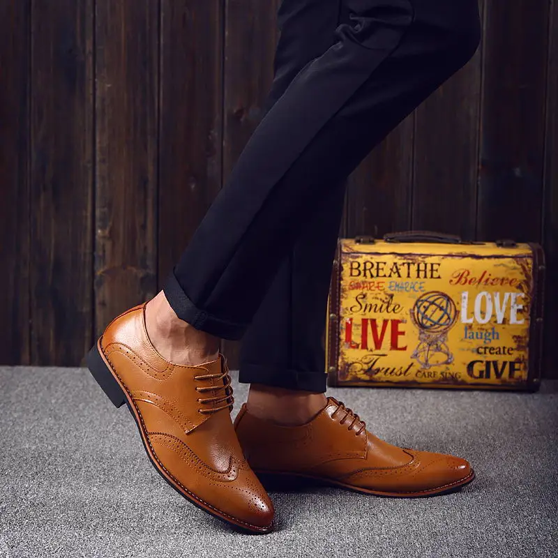 Туфли мужские свадебные на шнуровке классические заостренный носок броги
