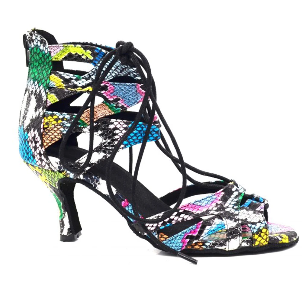 New Styles 2020 Evkoodance Women Shoes satin latin dance shoes 7cm flower pu Professional Latin Ballroom Dance Shoes