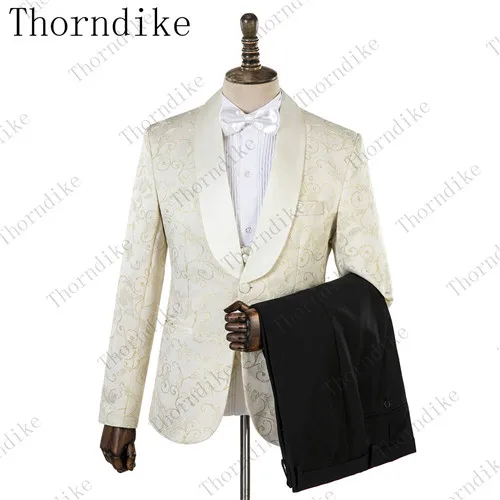 17 Thorndike Королевский Синий Облегающий медный узор костюмы новые модные мужские куртки+ брюки+ жилет из 3 предметов высокого качества мужской свадебный костюм - Цвет: 17