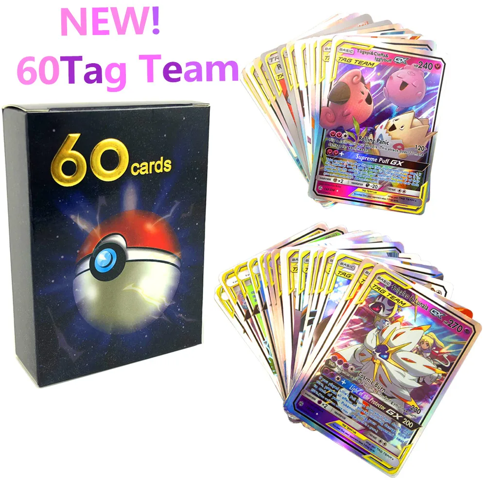 60 шт./лот новые карты Pokemon All Tag Team Card GX MEGA Game Battle торговые для детей | Игрушки и хобби