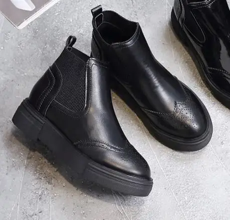 Женские ботильоны весна-осень 2019 модные простые кожаные ботинки без шнуровки на