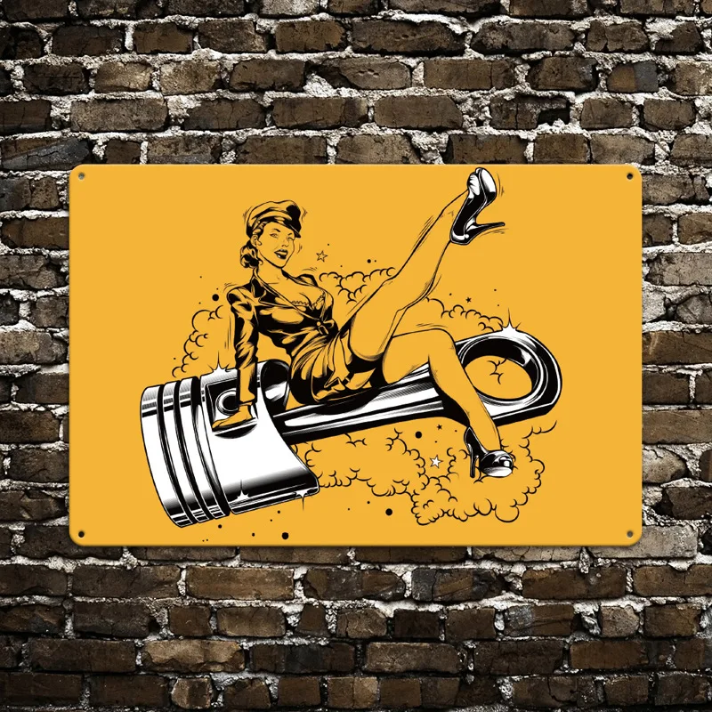 Привлекательные женские знаки в мотоциклетном стиле винтажный настенный плакат