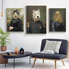 Собака в военной униформе, картина маслом, печать на холсте, художественные плакаты и принты, милые собаки, настенные картины, украшение для стен дома