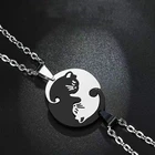 Парные ожерелья с кошкой для влюбленных Инь Янь ожерелье с подвеской в виде животного сердце пары Дружба Ювелирные изделия для влюбленных подарок для лучших друзей