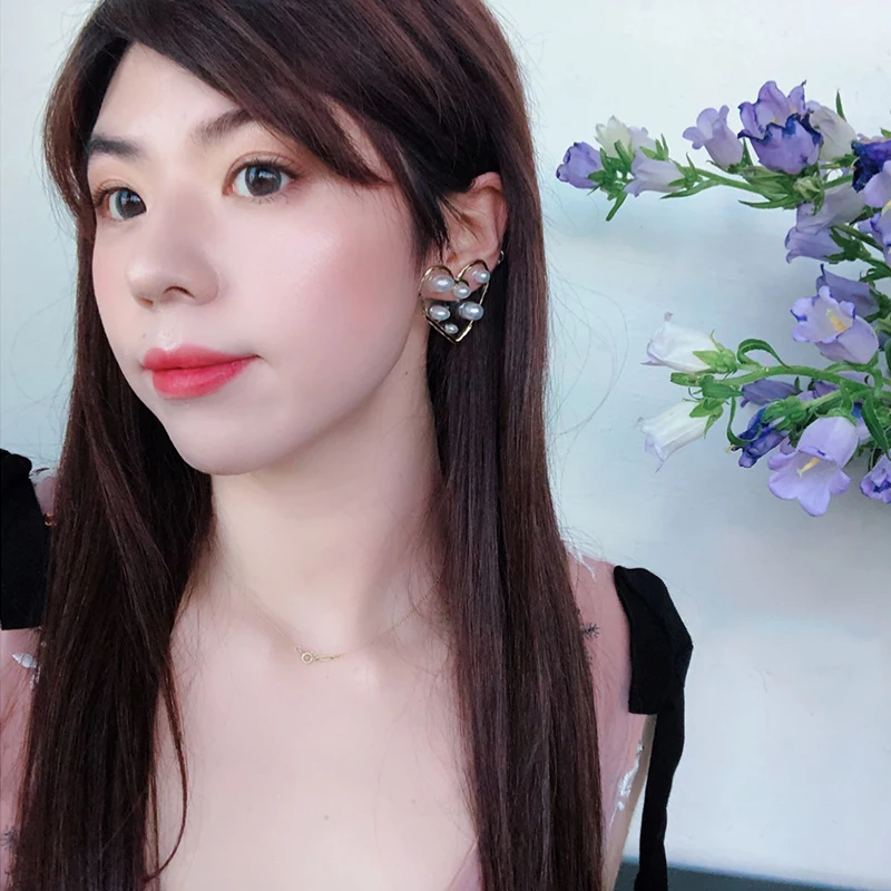 GHIDBK Boho Романтическая звезда и сердце жемчуг ушные манжеты большое акриловое