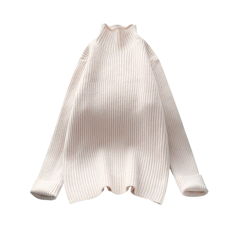 

solid turtleneck knitted women sweaters thicken warm loose lady female pulls outwear coat tops