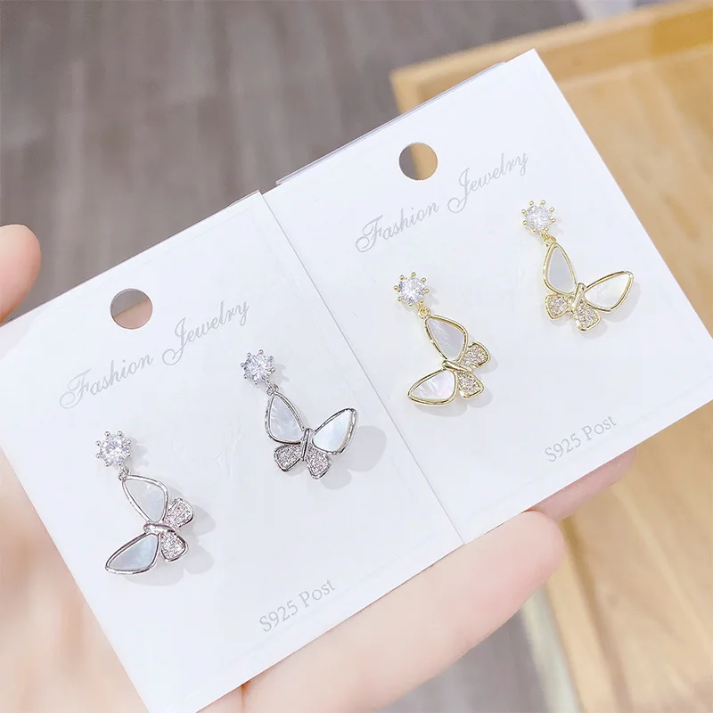 

Wholesale Sterling Silvers Needle Fashion Butterfly Studs Girl Versatile Earrings Simple Graceful Gift