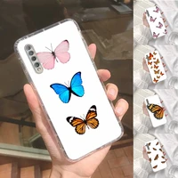 butterfly glitter leaves phone case transparent for xiaomi redmi note 3 9 7 4 8 8t 10 cc9e 11ultra t lite play pro 4g 5g
