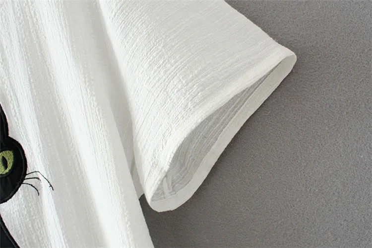 Женская футболка размера плюс с коротким рукавом из хлопка и льна изображением