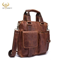 men original leather retro designer business briefcase casual 12 laptop travel bag tote attache messenger bag portfolio b259