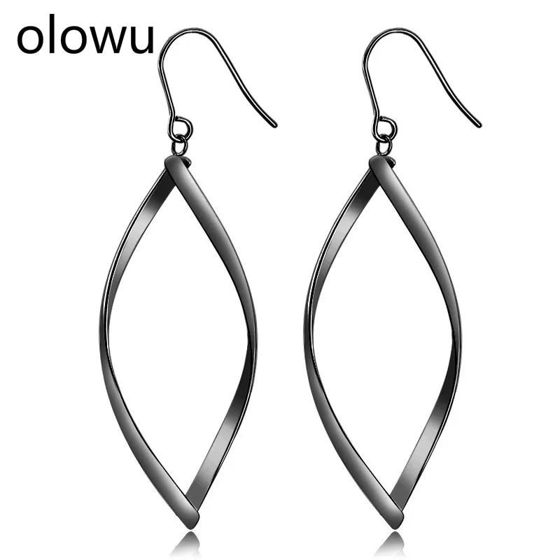 Olowu в форме капли воды из нержавеющей стали висячие серьги для женщин девочек