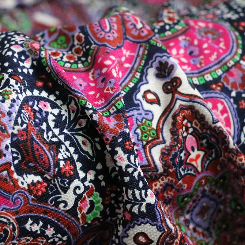 50 см * 150 фиолетовый винтажный Пейсли материал для платья леггинсы 4 способ стрейч