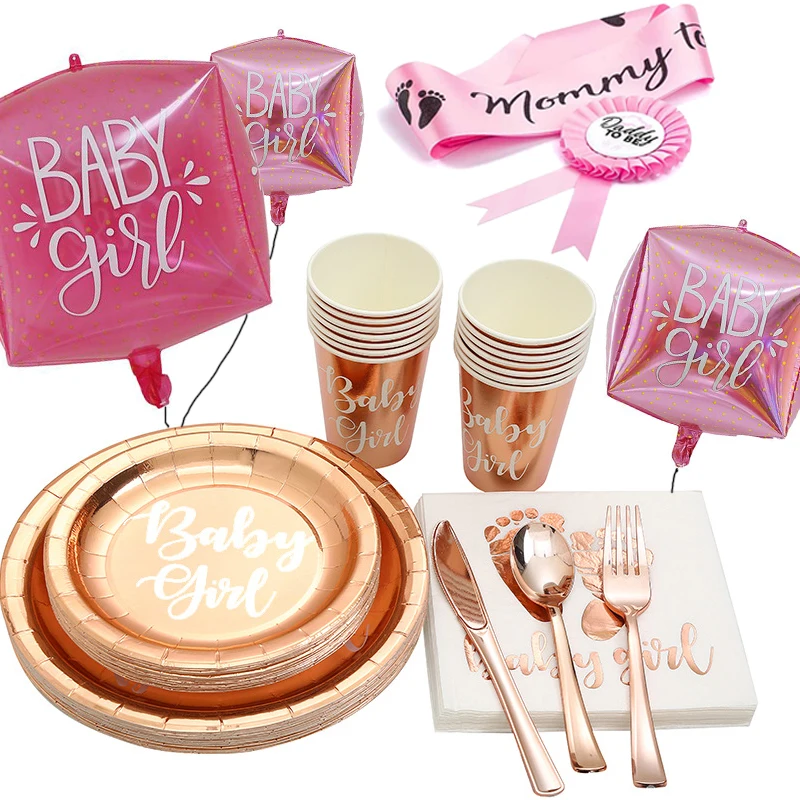 

Украшение розовое золото Oh Baby Girl, посуда для детского праздника, декор для вечеринки, украшение для дня рождения, вечеринки для детей xx139