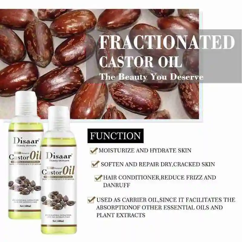 Органическое эфирное масло 100 мл натуральное касторовое с витамином C для