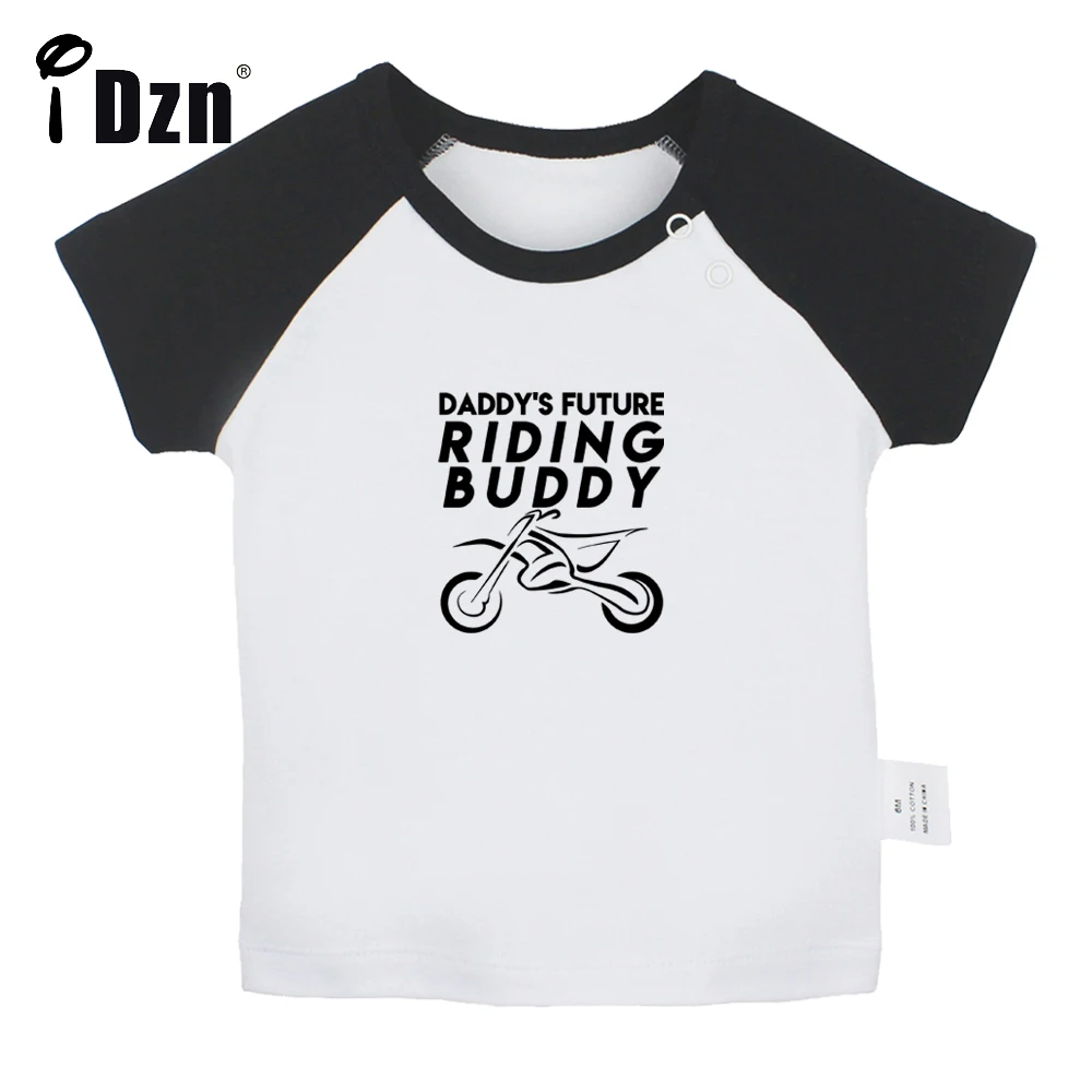 

Daddy's Future Motocross Riding Buddy Fun Art Printed Baby T-shirts Cute Short Sleeves T shirt Newborn Cotton Tops Clothes
