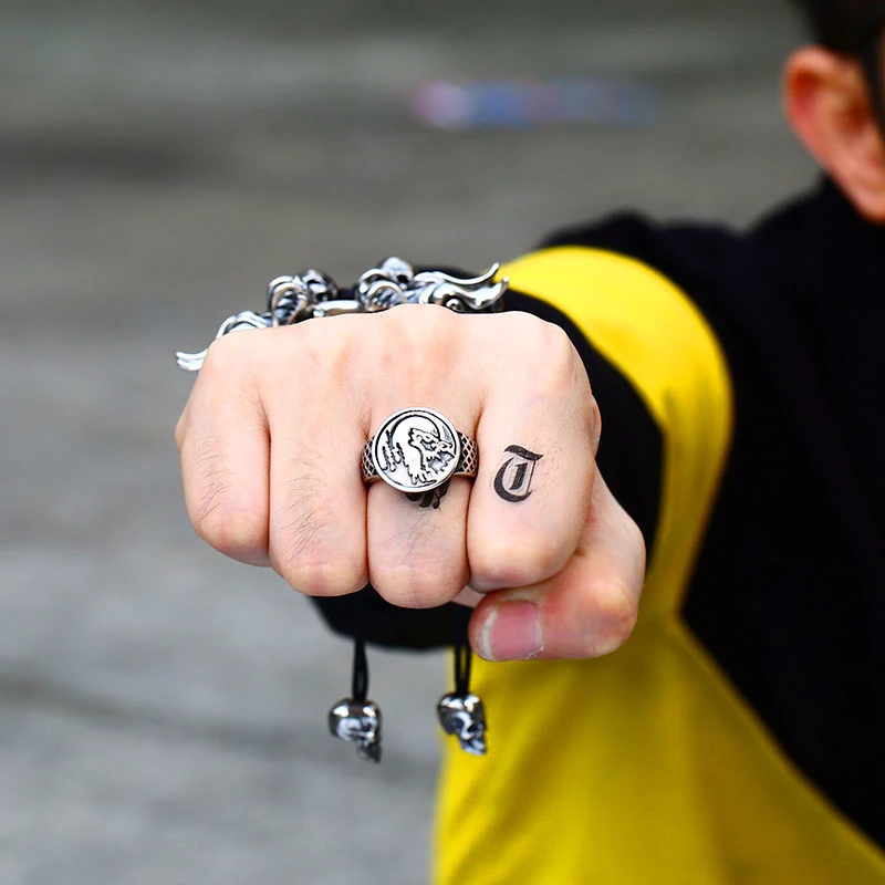 Мужское Винтажное кольцо с волком BEIER индивидуальная из нержавеющей стали в