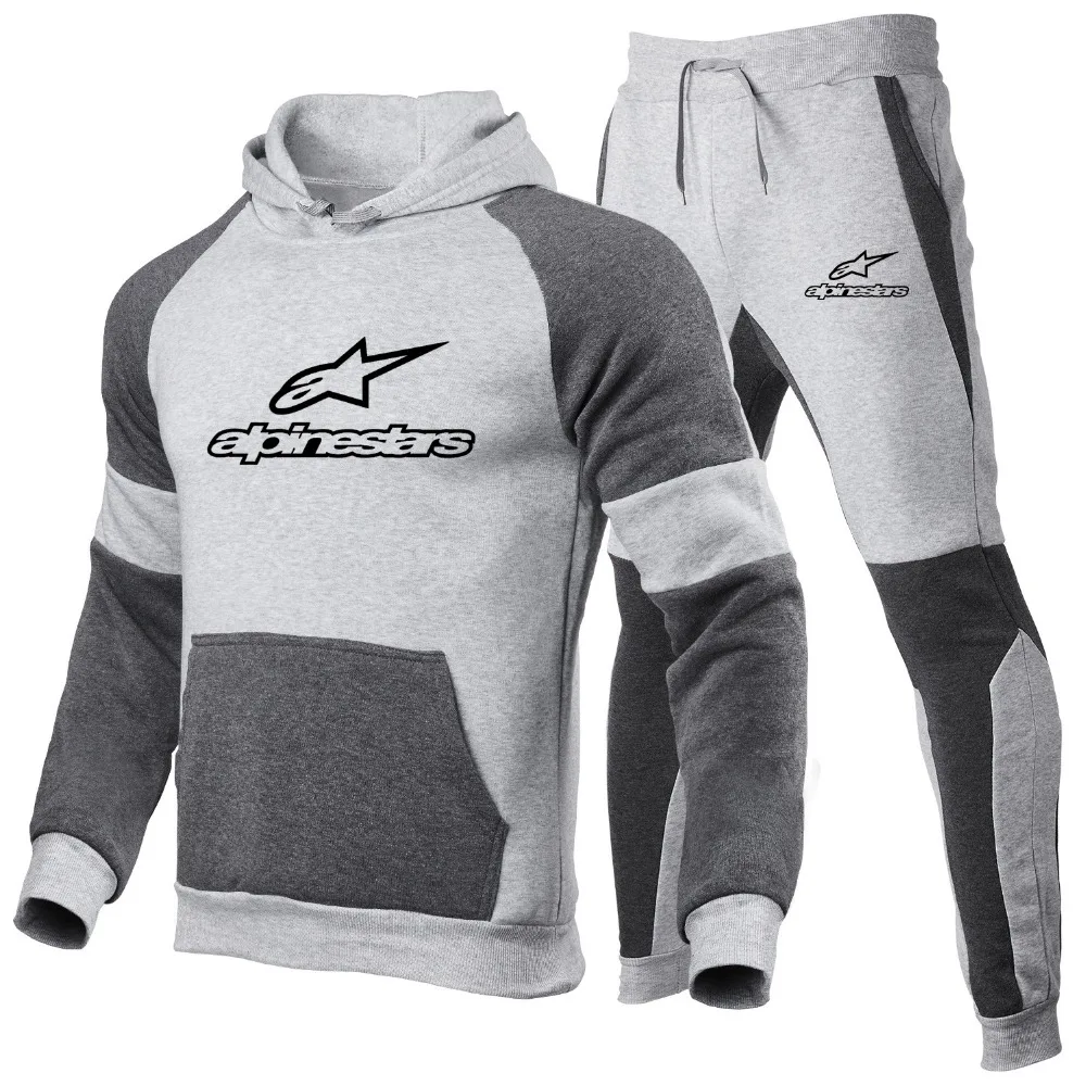 

Men's Sportswear Fashion Cotton Tracksuit Suit Autumn Winter Pants Hoodie Two Jogging Suits 3XL 2021 New