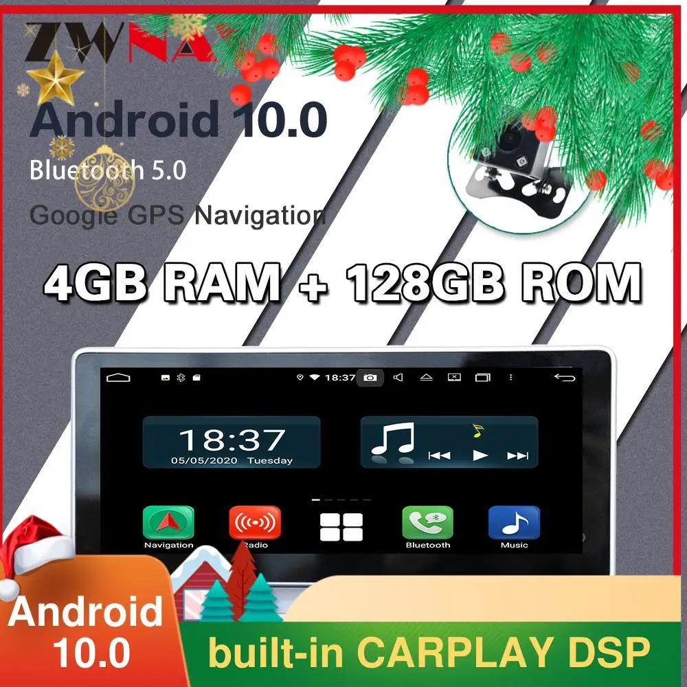 

128GB Carplay Android 10.0 screen Car DVD Player for Audi A4L 2017 2018 2019 GPS WiFi Auto Radio Audio Music Stereo Head unit