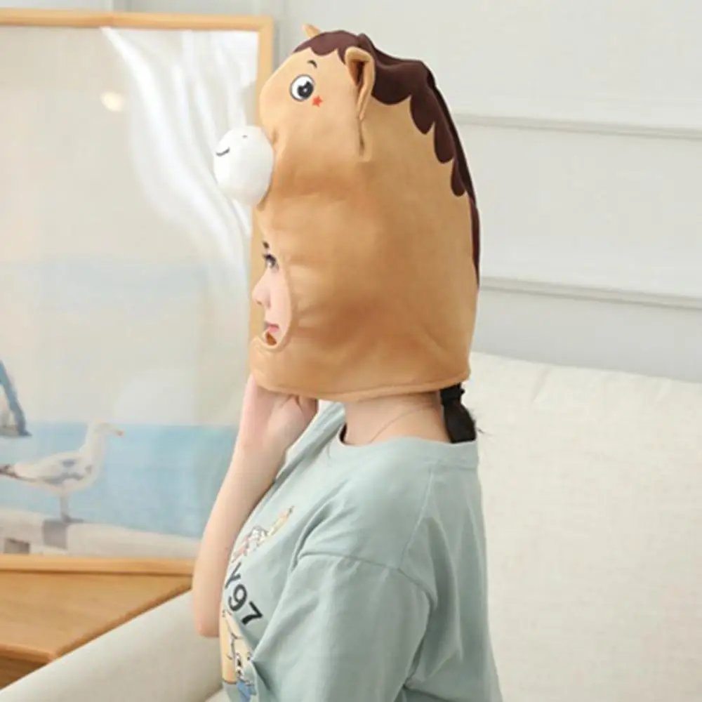 Cute Bee Sloth Parrot Cow Horse Head Soft Plush Doll Headgear Hat Sleeping Toy | Игрушки и хобби