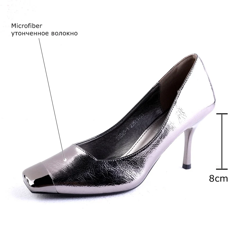 

ALLBITEFO Metal toe design fashion spring high heel shoes women heels shoes high heels square toe party wedding shoes