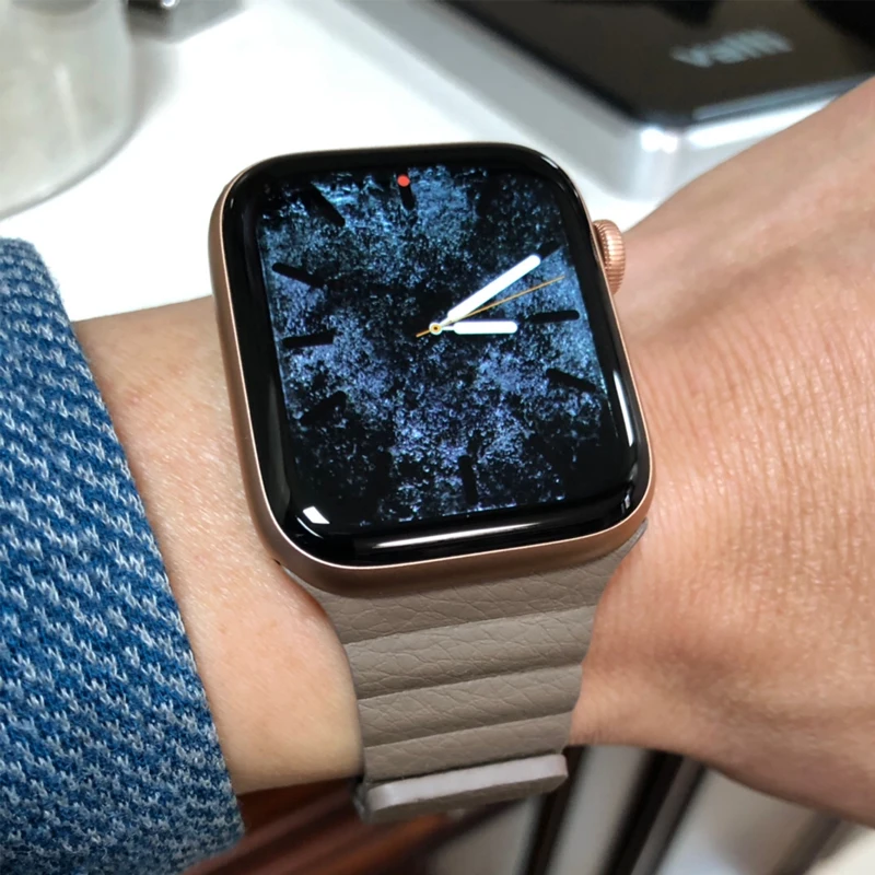 Ремешок из натуральной кожи для Apple Watch 5 38 мм 40 42 44 iWatch Series 4 3 2 1 браслет магнитный