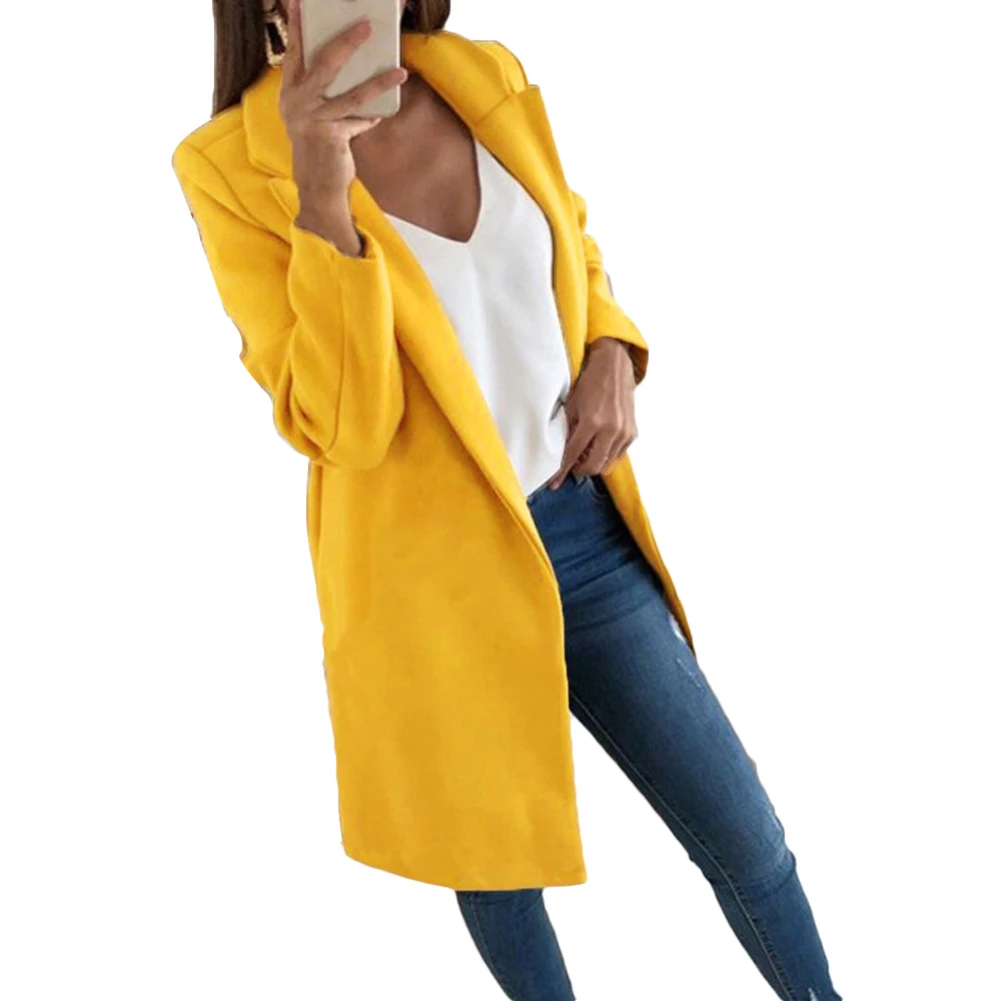 Однотонный женский зимний однотонный шерстяной Теплый кардиган с длинным