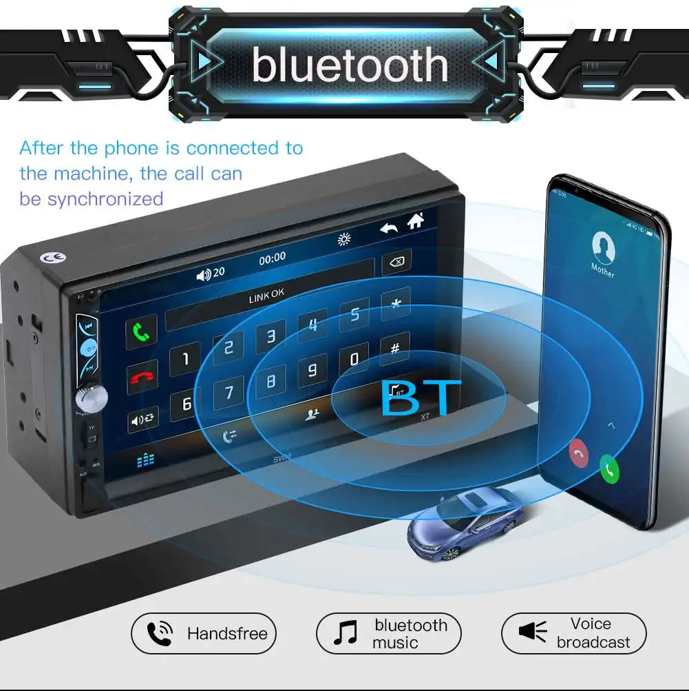 2 Din HD " авто, аудио плеер стерео радио MP5 MP4 плеер сенсорный экран bluetooth Поддержка камеры bluetooth FM USB AUX BT