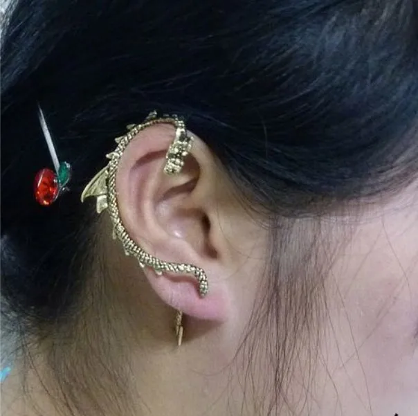 ER018 Hot Retro Fashion rock and roll dragon Earhook not pierced ears Earrings for women jewelry