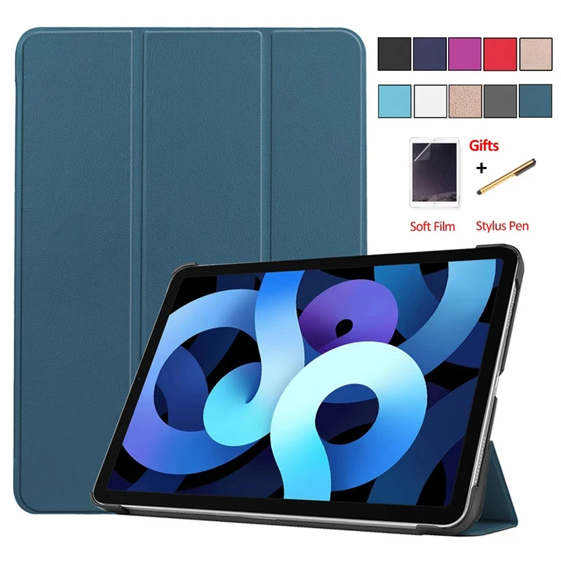 

Чехол для iPad Air 2020, 10,9 дюйма, складная подставка из искусственной кожи, защитный чехол для планшета, чехол для iPad Air 4, чехол, 2020 + мягкая пленка