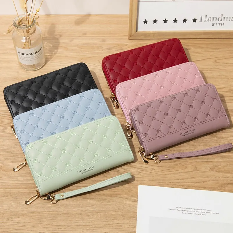 Женский Длинный кошелек из ПУ кожи с вышивкой|Женские кошельки| |