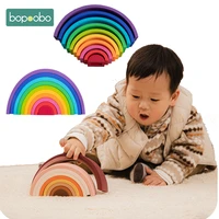 bopoobo baby educational toys set ten grid rainbow food grade edible silicone material diy toys for kids cognitive color
