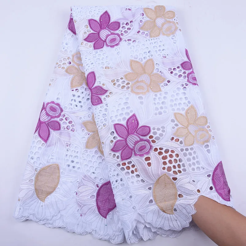 Latest 100% Cotton Lace fabric African 2020 Swiss Voile in Switzerland with Stone Tissus Dentelle High Quality 5Yards | Дом и сад