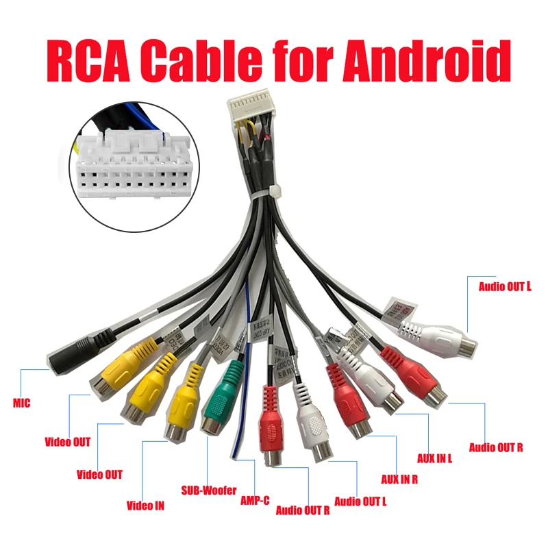Android радио автомобиль аксессуары RCA Выход провода разъём подачи внешнего сигнала