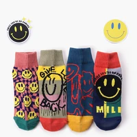 new design trend women socks smiling face college fashion style cartoon breathable student low cut combed cotton cute lady sock