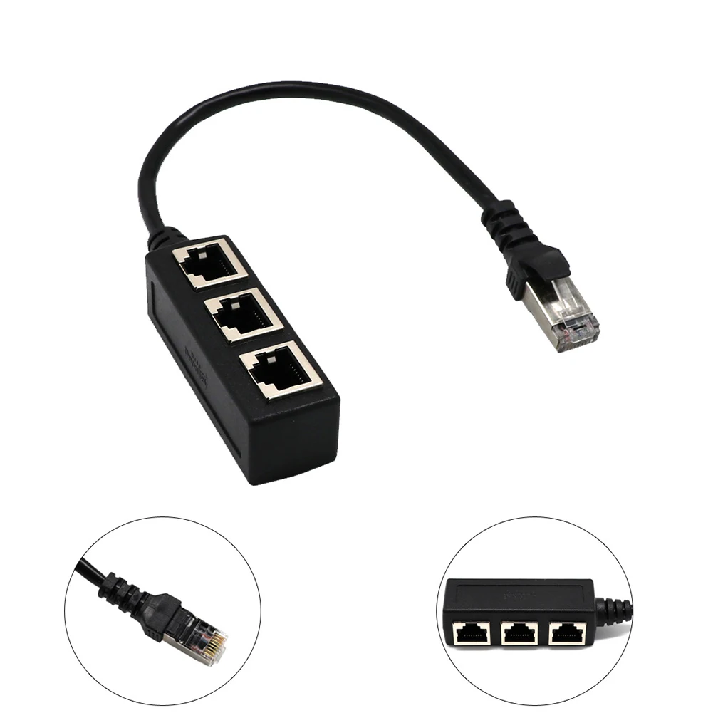 Разветвитель кабеля RJ45 сетевой Ethernet-разветвитель 1 штекер на 3 гнезда
