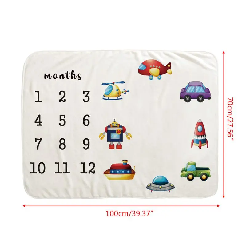 

Baby Monthly Record Growth Milestone Blanket Newborn Photography Props Traffic Car Pattern Children Photo Creative Background Cl