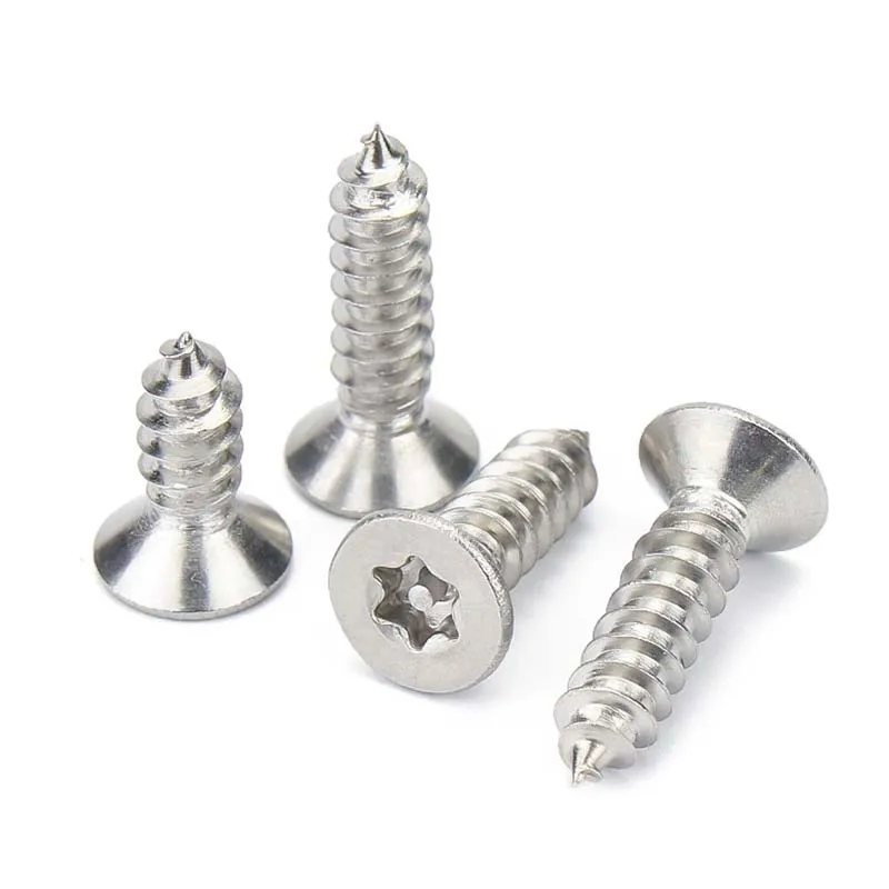 

10/50pcs M2 M2.6 M3 M4 M5 304 Stainless Steel Six Lobe Torx Flat Countersunk Head with Pin Security Self-tapping Wood Screw