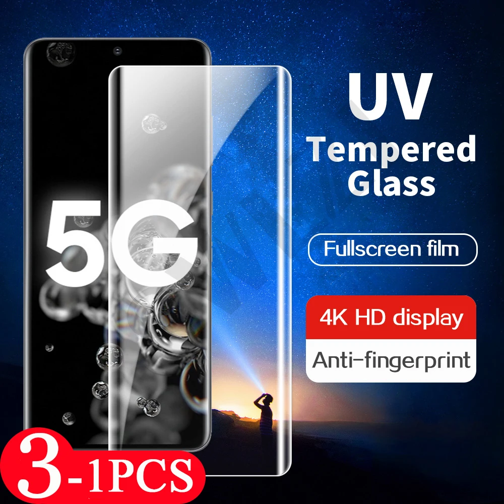 

3-1 шт. УФ-стекло для Samsung Galaxy note 20 S20 S21 Ultra 10 S10 S9 S8 plus защита для экрана телефона Закаленное стекло Защитная пленка