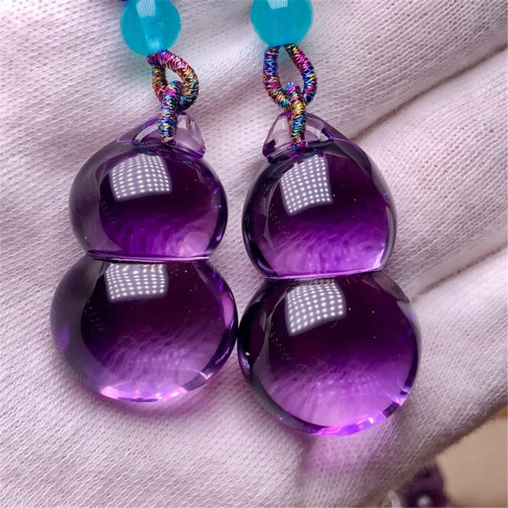 

Wholesale High Jewelry Natural Amethyst Crystal Gourd Necklace Sweater Chain Pendant Women Souvenirs Charm Gifts