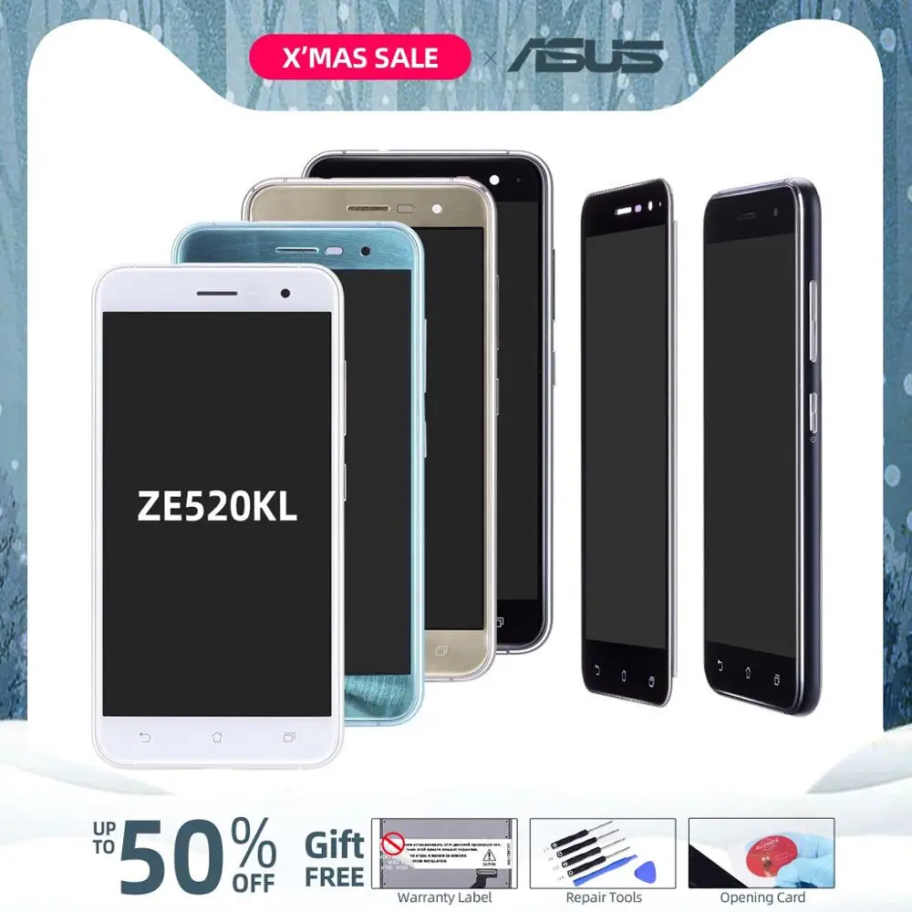 Дисплей для ASUS Zenfone 3 ZE520KL Z017D Z017DA Z017DB LCD в сборе с тачскрином на рамке черный белый золотой