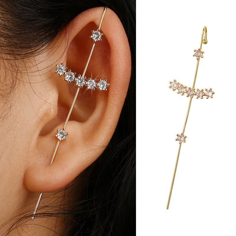

12 Styles Piercing Ear Studs Wrap Hook Clip Earrings for Women Surround Auricle Diagonal Inlaid Zircon Piercing Earrings Jewelry