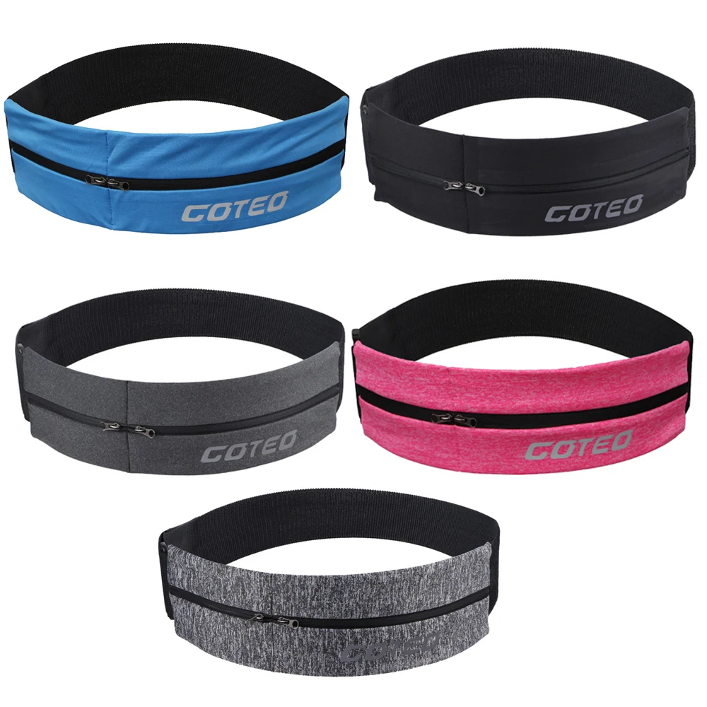 

Elastic Waistband Sport Bag Double Zipper Pocket Waist Bag Running Yoga Gym Waist Belt Pack Mobile Phone Wasit Wallet