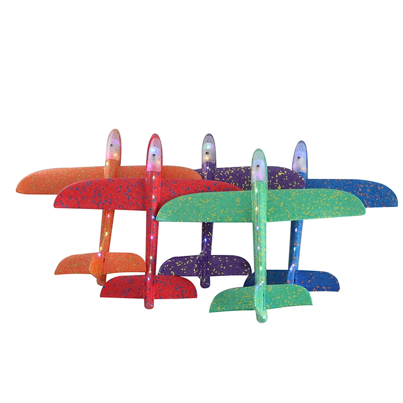 New 48cm Hand Throw Flying Plane Toys Glider Planes Foam Aeroplane Model Glow In The Dark Flying Glider Plane Toys For Children